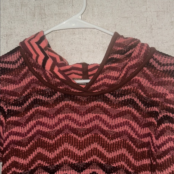 Prana Meryl Sweater hooded multi-colored zigzag (chevron) knit dress - Picture 3 of 6